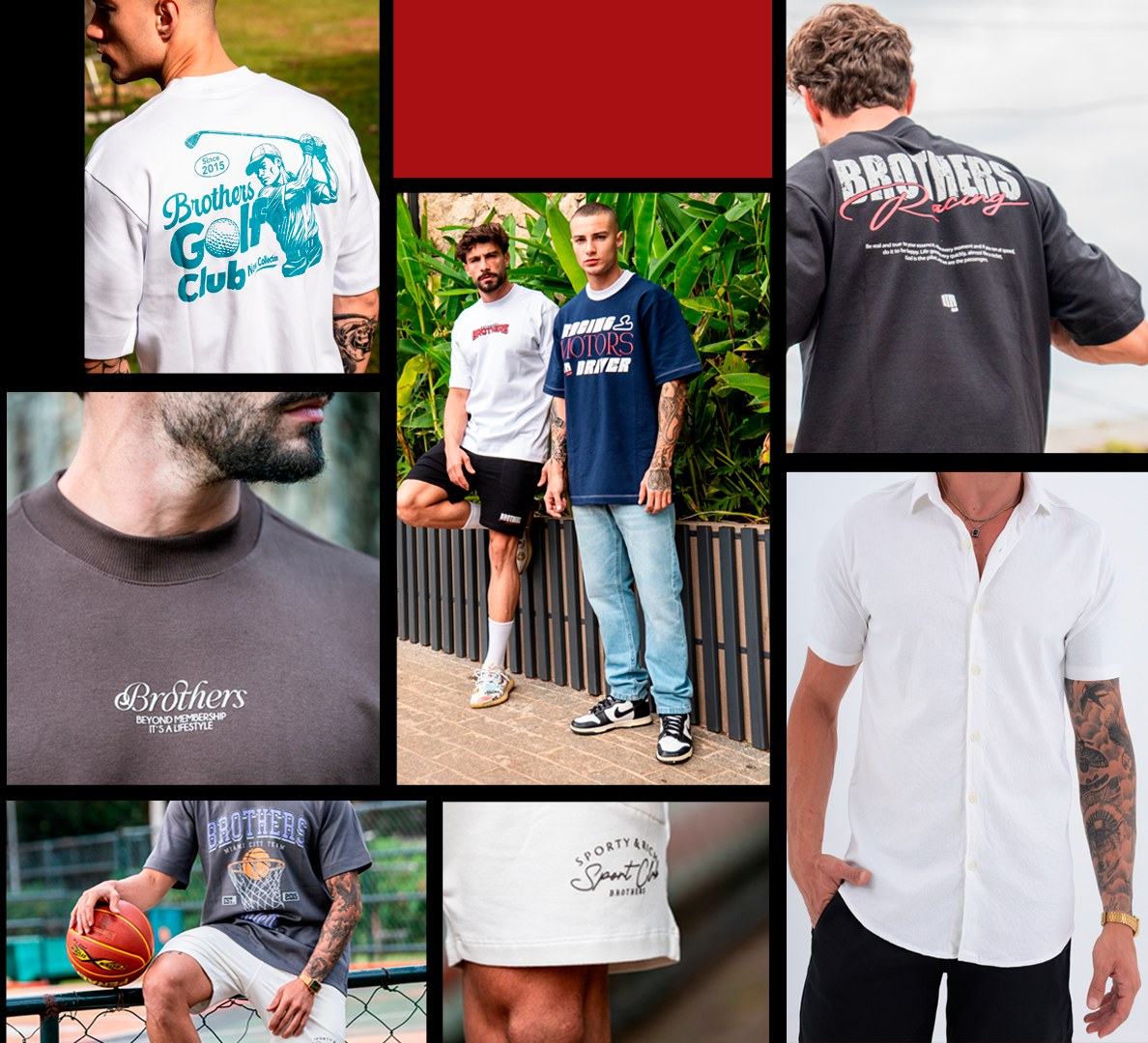 Coleção de produtos Brothers: camisetas, polos e acessórios